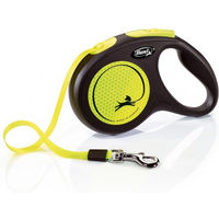 Produktbild von flexi New Neon Hund Rollleine aus Gurtband Schwarz Neongelb Größe M 5 m - 5 m