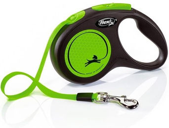 Flexi New Neon Rollleine für Hunde mit Gurtband Größe S Grün - 5 m – Bild 1 von 13