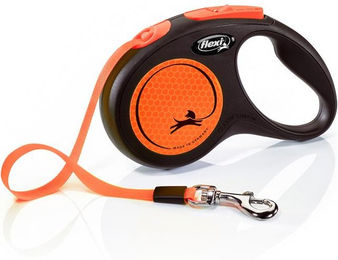 Flexi New Neon Rollleine S mit Gurtband Orange 5 m für Hunde - 5 m – Bild 1 von 13