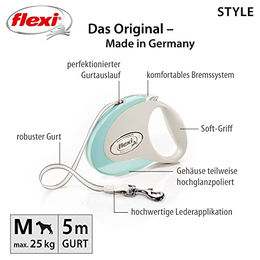 Flexi Rollleine aus Leder in Blau und Grün Größe M - 229 g – Bild 1 von 4