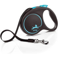 Produktbild von Flexi Rollleine Black Design für Hunde mit Gurtband Schwarz Blau Größe L - 5 m