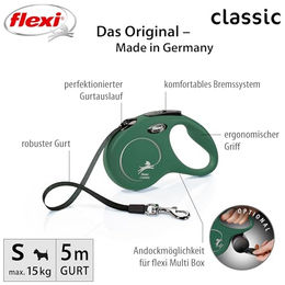 flexi Rollleine New Classic S mit Gurt für kleine Hunde in Grün – Bild 1 von 8