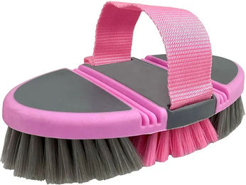 Flexible Pferdebürste York Axel aus Kunststoff in Rosa – Bild 1 von 1