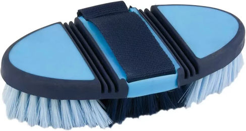 Flexible Pferdebürste York Axel mit synthetischen Borsten in Blau – Bild 1 von 1