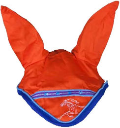 Fliegenhaube Zaldi Equestrian Team für Ponys aus Baumwolle in Orange und Blau – Bild 1 von 1