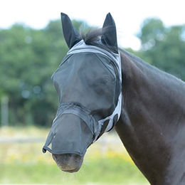 Fliegenmaske Fly Buckler Gap Plus für Warmblut in Grau und Schwarz – Bild 1 von 4