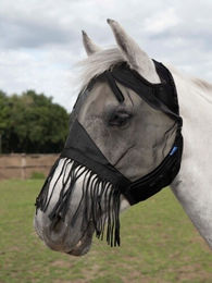 Fliegenmaske FLY COVER FRANSEN GAP mit Pony Schwarz für Pferde – Bild 1 von 2