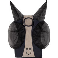 Produktbild von Fliegenmaske für Pferde Equestro in Grau und Schwarz mit Elasthan Grösse S