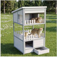 Produktbild von Flieks Katzenhaus Outdoor Tierhaus aus Holz mit verzinkter Katzentoilette Grau 68 x 64 x 124 cm
