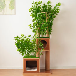 Flieks Kratzbaum für Katzen in Grün mit Katzenhöhlen, Kissen und Sisal-Kratzsäulen, 175 cm – Bild 1 von 1