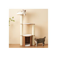 Produktbild von Flieks Kratzbaum PURELOVE für Katzen aus Holz mit Katzenhaus und 3 Plattformen in Beige 60x48x135cm