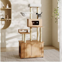 Produktbild von Flieks PURELOVE Kratzbaum für Katzen mit Katzenklo-Schrank Futterstation und Hängematte 74x47x173cm