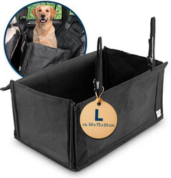 FLIPLINE Hunde-Autositz für mittlere Rassen, wasserfeste Hundebox aus Oxford-Gewebe, Schwarz, Größe L – Bild 1 von 3