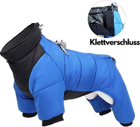 FLOCKI Pets™ Hundejacke Winterjacke für Hunde wasserabweisend mit Leinenhaken Blau – Bild 1 von 5