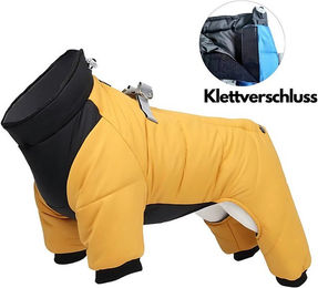 FLOCKI Pets™ Hundejacke Winterjacke für Hunde wasserabweisend mit Leinenhaken Gelb – Bild 1 von 5
