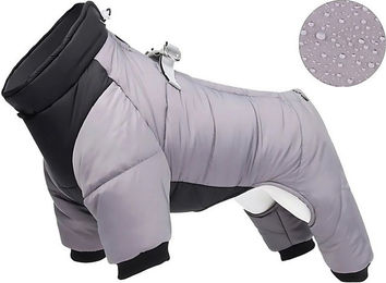 FLOCKI Pets™ Hundejacke Winterjacke für Hunde wasserabweisend mit Leinenhaken Grau – Bild 1 von 5