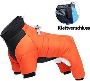 FLOCKI Pets™ Hundejacke Winterjacke für Hunde wasserabweisend mit Leinenhaken Orange – Bild 1 von 5