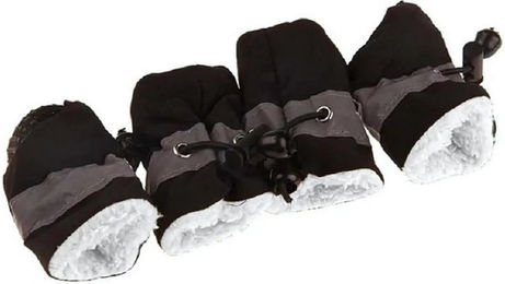 FLOCKI Pets Hundeschuhe Schwarz Wasserabweisend mit genoppter Gummisohle und reflektierenden Elementen für Hunde – Bild 1 von 4