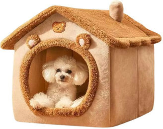 FLOCKI Pets Kuschelhöhle Tierhaus für Hunde und Katzen aus Plüsch mit abnehmbaren Liegekissen – Bild 1 von 4