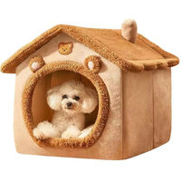 Produktbild von FLOCKI Pets Kuschelhöhle Tierhaus für Hunde und Katzen aus Plüsch mit abnehmbaren Liegekissen