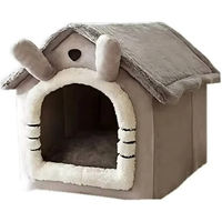 Produktbild von FLOCKI Pets™ Kuschelhöhle Tierhaus für Hunde und Katzen aus Plüsch mit abnehmbaren Liegekissen faltbar