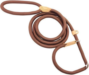 FLOCKI Pets™ Moxonleine für Hunde aus Nylon mit Zugstopp und integriertem Halsband in Braun – Bild 1 von 5