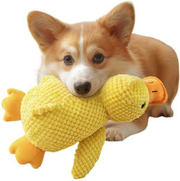 FLOCKI Pets™ Quietschspielzeug Ente aus Baumwolle für Hunde und Welpen in Gelb – Bild 1 von 3