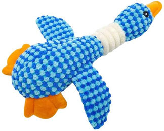 FLOCKI Pets Quietschspielzeug Ente aus Baumwolle für Welpen in Blau – Bild 1 von 5