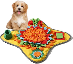 FLOCKI Pets™ Schnüffelteppich Slow Feeder Intelligenzspielzeug aus Fleece für Hunde und Katzen in Bunt/Gelb – Bild 1 von 5