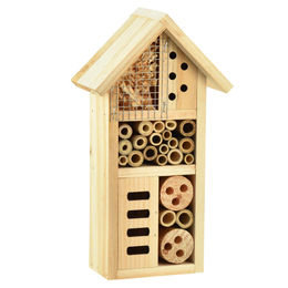 Floristik24 Insektenhotel aus Holz 3-stöckiger Nistkasten Bienenhaus 14x8x26cm - 1 Stk. – Bild 1 von 3