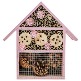 Floristik24 Solar-Betriebenes Insektenhotel Nisthilfe mit Beleuchtung Rosa 23x24cm – Bild 1 von 3