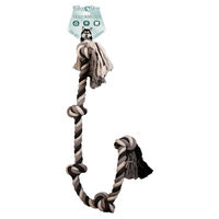 Produktbild von Floss Boss Dental Rope Hundespielzeug aus Baumwolle Grau 145 cm mit 5 Knoten zur Zahnpflege