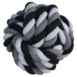 Floss Toss Dental Rope Extreme Ball Hundespielzeug aus Baumwolle zur Zahnpflege Grau – Bild 1 von 6