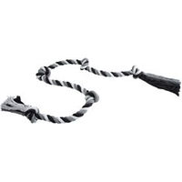 Produktbild von Floss Toss Hundespielzeug Dental Rope aus Baumwolle mit 5 Knoten in Grau-Schwarz 185 cm - 185 cm