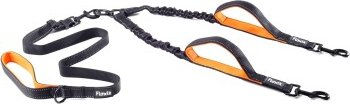 Floxik Doppelleine Komplett-Set reflektierend aus Neopren und Nylon für zwei Hunde in Schwarz Größe M – Bild 1 von 4