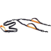 Produktbild von Floxik Doppelleine Komplett-Set reflektierend aus Neopren und Nylon für zwei Hunde in Schwarz Größe M