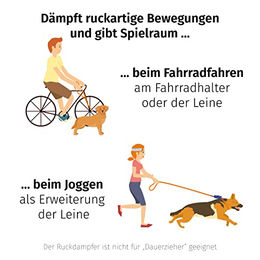 Floxik Ruckdämpfer elastische Joggingleine für mittelgroße und große Hunde Schwarz L – Bild 1 von 5