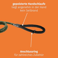 Produktbild von Floxik Tauleine für Hunde Grün - 1,5m wasserabweisende Hundeleine mit zwei Griffen