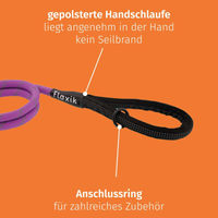 Produktbild von Floxik Tauleine für Hunde Lila 1,5m Hundeleine aus wasserabweisendem Kletterseil mit zwei Griffen - 1,5 m