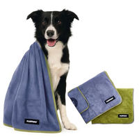 Produktbild von FLUFFINO Hundehandtuch Mikrofaser 2er-Set 120x70 cm Grau und Grün