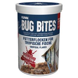 Produktbild von Fluval Bug Bites Tropical Flakes Fischfutter für Süßwasser Tropenfische mit Insekten Hering und Lachs ohne Konservierungsstoffe - 1000 ml