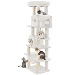 Fobyfurny Großer Katzenkratzbaum mit 8 Kratzpfosten, 2 Höhlen, Hängematte und waschbarer Matte, 170 cm hoch – Bild 1 von 1