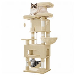 Fobyfurny Katzenkratzbaum XL mit 3 Plattformen, 2 Höhlen, Hängematte und 7 Kratzsäulen für Mehrkatzenhaushalte – Bild 1 von 1