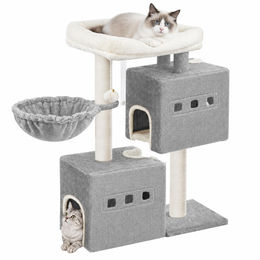 Fobyfurny Kratzbaum für Katzen Hellgrau 75 cm mit 2 Höhlen und Sisal – Bild 1 von 1