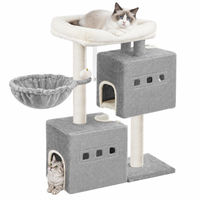 Produktbild von Fobyfurny Kratzbaum für Katzen Hellgrau 75 cm mit 2 Höhlen und Sisal