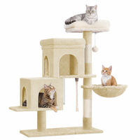 Produktbild von Fobyfurny Kratzbaum für Katzen in Beige mit 95 cm Höhe und Plüschbällen