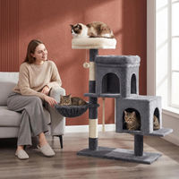 Produktbild von Fobyfurny Kratzbaum für Katzen mit Höhle und Plüschbällen, 95 cm, Grau