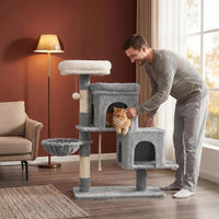Produktbild von Fobyfurny Kratzbaum für Katzen mit Höhle und Plüschbällen, 95 cm, Grau
