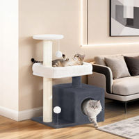 Produktbild von Fobyfurny Kratzbaum für Katzen mit Höhle und Sisal-Kratzsäulen, 75 cm, Grau-Weiß