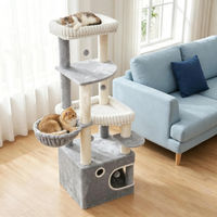 Produktbild von Fobyfurny Kratzbaum für Katzen mit Katzenhaus, Plattformen und Plüschbällen 151 cm hoch